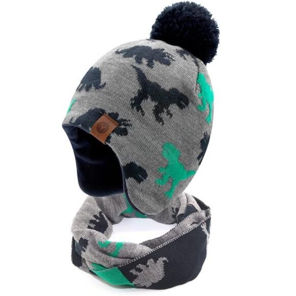 Kids Beanie Hat for Boys Girls Pom-pom Kint Hats Cozy Lining Winter Skull Cap